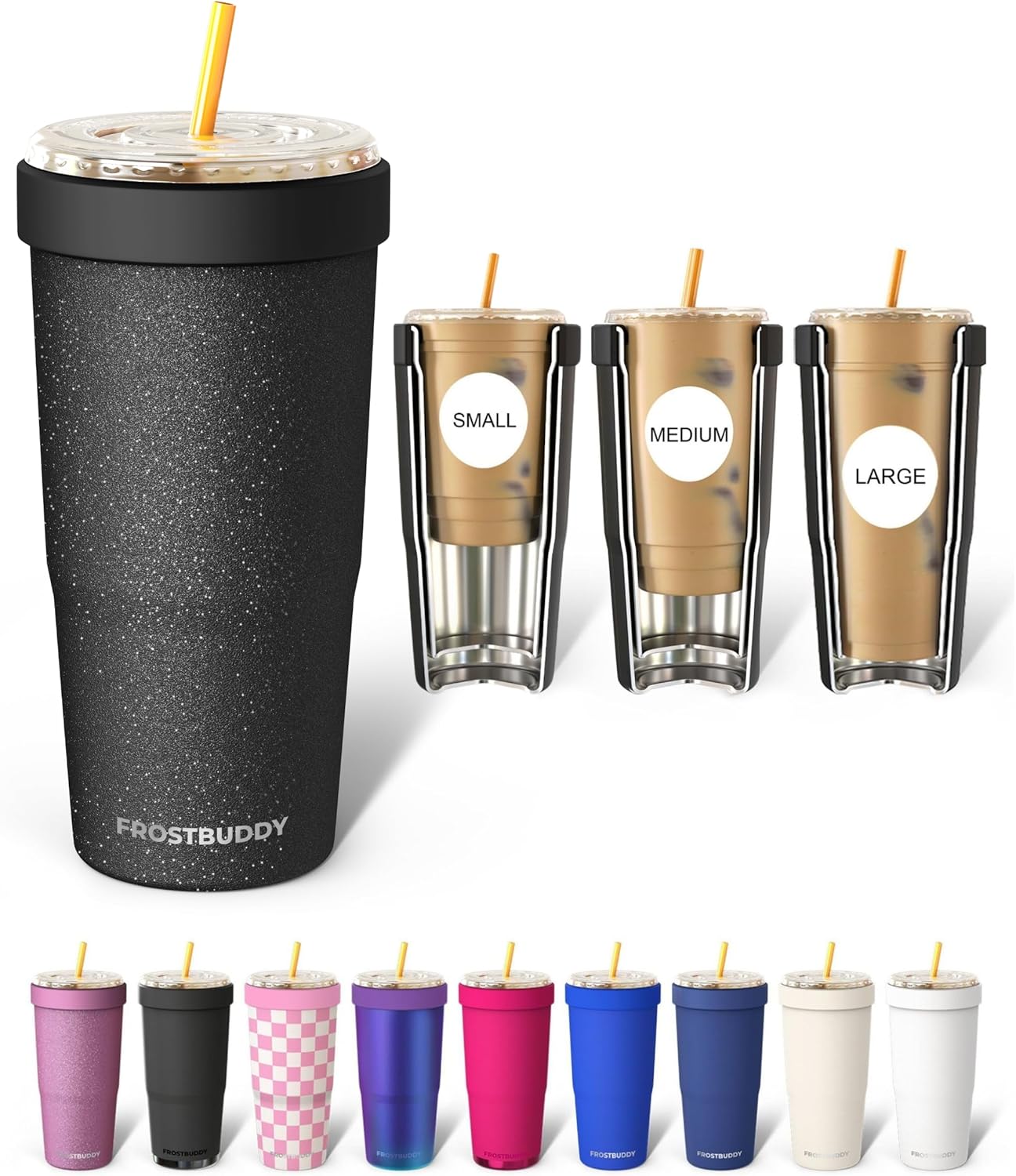 Frost Buddy Togo Buddy | 30 oz Stainless Steel Vacuum Insulated Tumbler | To Go Coffee Cup – Iced Coffee Cups, Iced Coffee Sleeve, Travel Mug, Thermal Cup for Hot & Cold Drinks, Dunkin Cup (Pencil) - Colors B