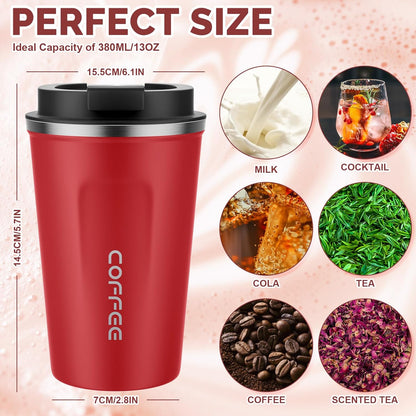 MOMSIV 12oz Travel Mug, Insulated Coffee Cup with Leakproof Lid, Travel Coffee Mug Vacuum Stainless Steel Double Walled Reusable Coffee Cup for Hot and Cold Water Coffee