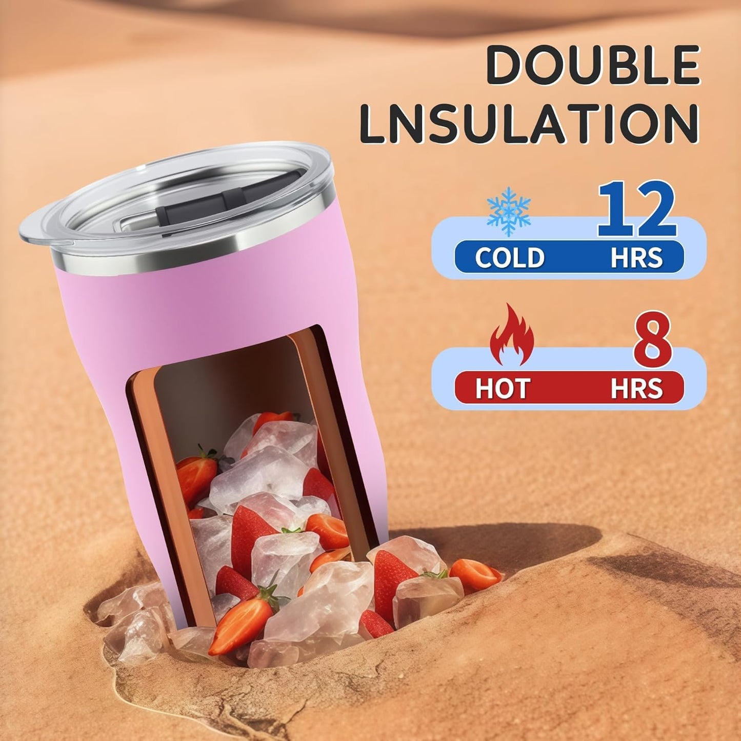 20Oz Insulated Tumbler With Straw And Lid, Stainless Steel Coffee Cup, Double Wall Vacuum Travel Mug,Spill proof Iced Coffee Tumbler, Beach tumbler, Green Red Tumbler