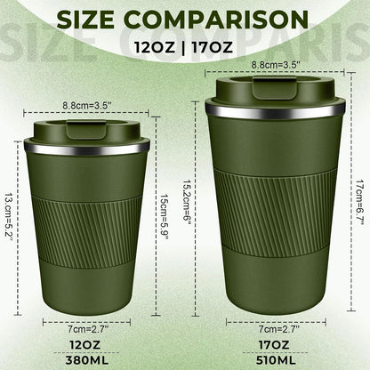 Insulated Coffee Tumbler 12 oz, Stainless Steel Coffee Mug with Lids, Travel Coffee Mug Leak Proof, Double Wall Vacuum Insulated Reusable Coffee Cup, Keep Drinks Hot and Cold (Sky Blue, 12 Ounces)