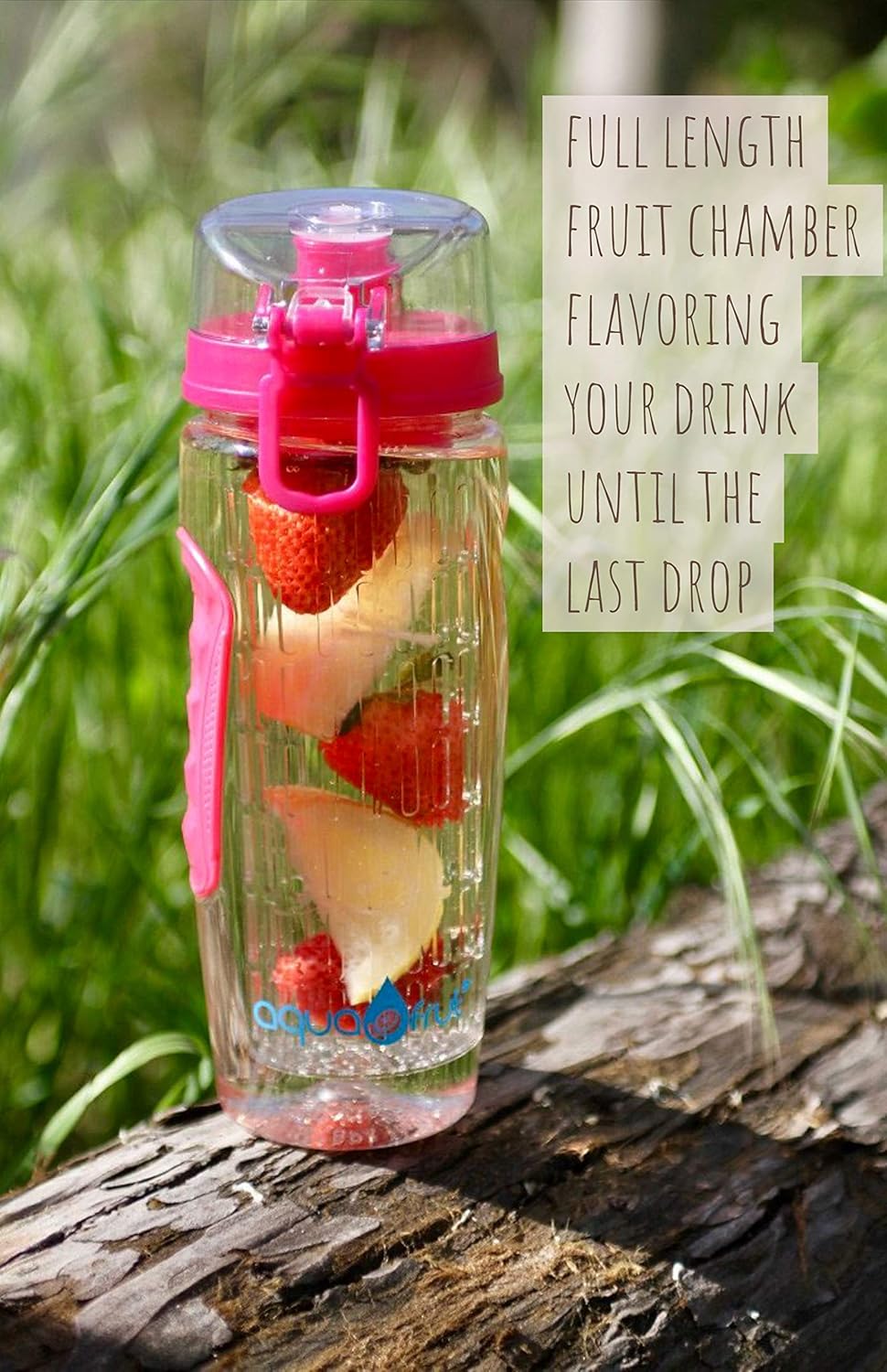 aquaFrut 32 OZ Fruit Infuser Water Bottle BPA-Free Fruit Infusion Sports Bottle - Flip Top Lid w Drinking Spout, Leak Proof, Made of Durable Tritan. Free Recipe eBook! (Teal)