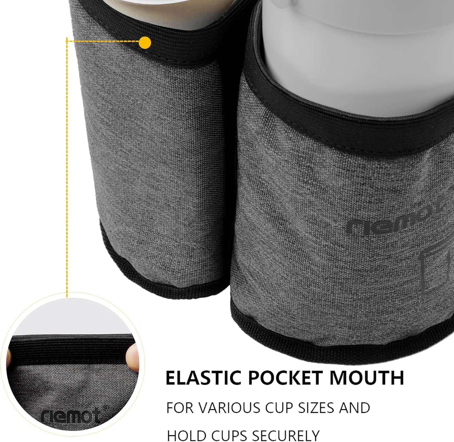 riemot Luggage Travel Cup Holder Free Hand Drink Carrier - Hold Two Coffee Mugs - Fits Roll on Suitcase Handles - Gifts for Flight Attendants Travelers Accessories Carbon Black