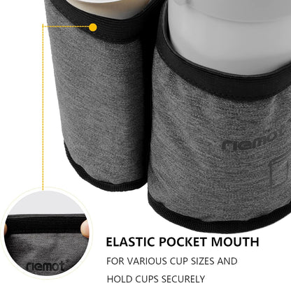riemot Luggage Travel Cup Holder Free Hand Drink Carrier - Hold Two Coffee Mugs - Fits Roll on Suitcase Handles - Gifts for Flight Attendants Travelers Accessories Carbon Black