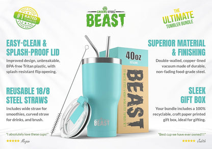 Beast 10 oz Tumbler Stainless Steel Vacuum Insulated Coffee Ice Cup Double Wall Travel Flask (Arctic White)