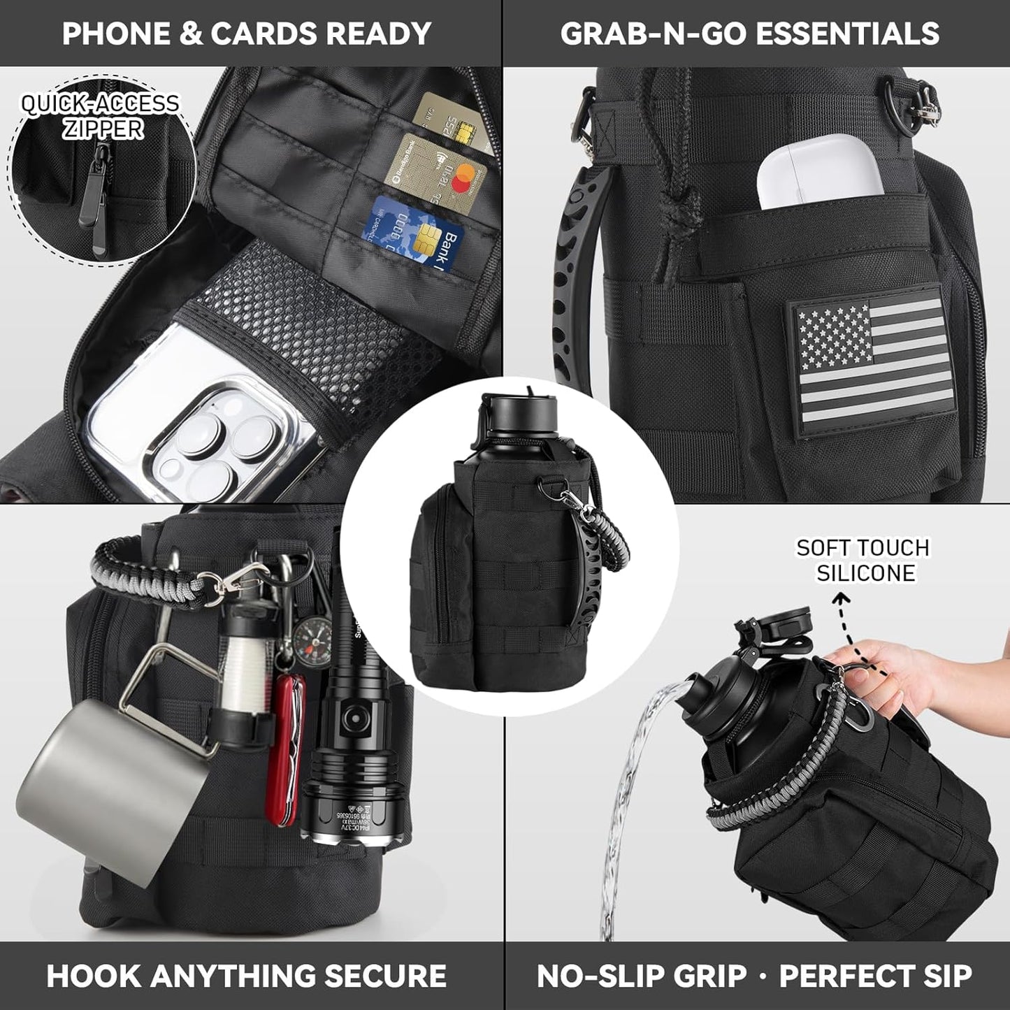 KXIAOCHEN Insulated Water Bottle With Strap, Cold For 48 Hrs Leak Proof, Triple Wall Stainless Steel Sports Water Bottle With Straw And Spout Lid For Gym Hiking Travel