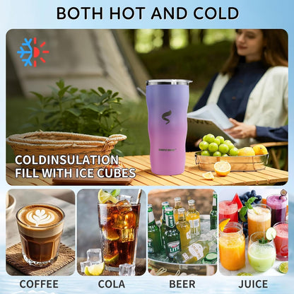 20Oz Insulated Tumbler With Straw And Lid, Stainless Steel Coffee Cup, Double Wall Vacuum Travel Mug,Spill proof Iced Coffee Tumbler, Beach tumbler, Green Red Tumbler