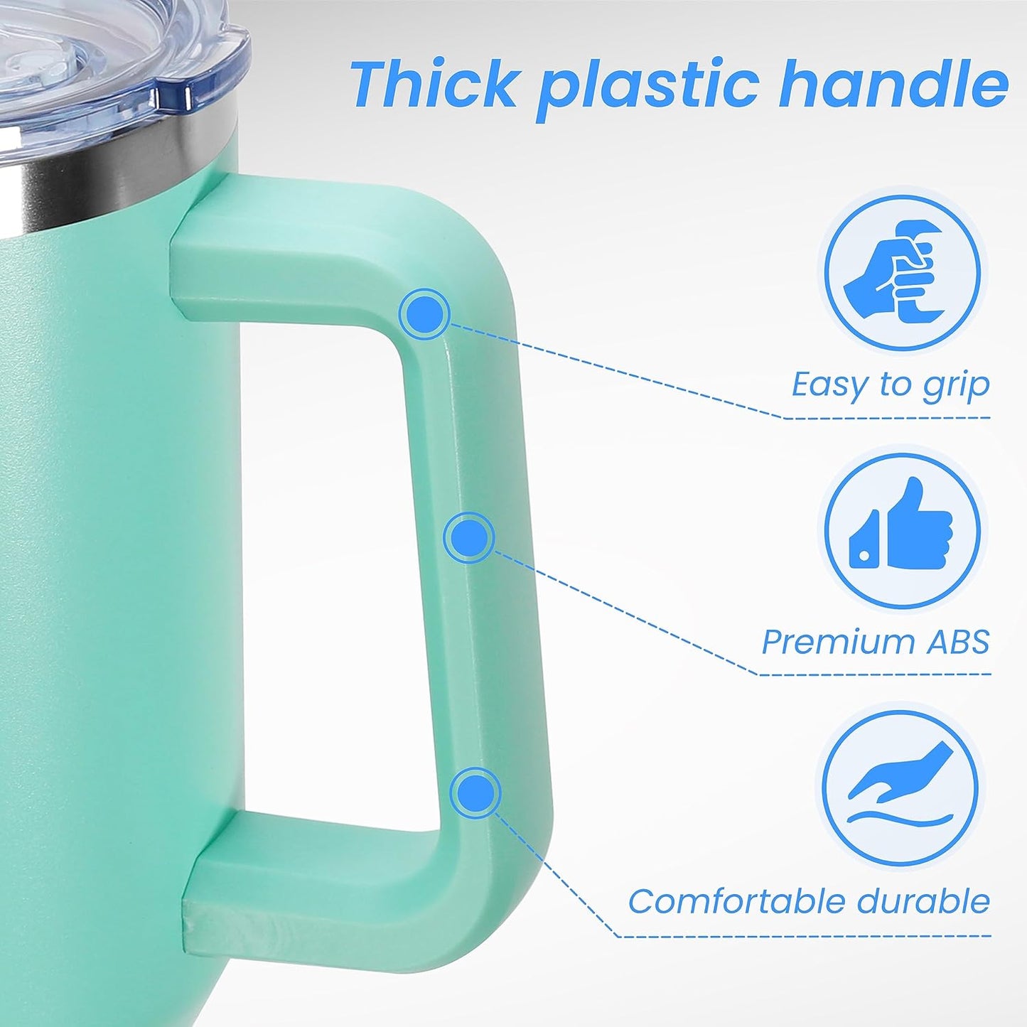 DOMICARE 40 oz Tumbler with Handle and Straw, Stainless Steel Tumbler with Lid and Straw, Reusable Vacuum Insulated Cup, Travel Coffee Mug, Blue, 1Pack