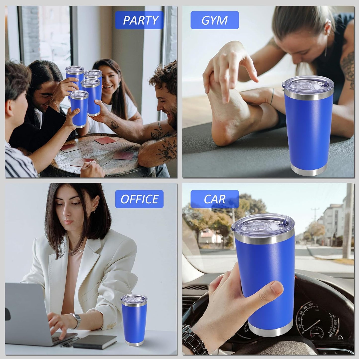 AIANJI 20oz Tumbler Bulk Stainless Steel Tumblers with Lid Vacuum Insulated Double Wall Travel Coffee Mug Powder Coated Tumbler Cup for Hot and Cold Drinks(Stainless Steel, 1 pack)
