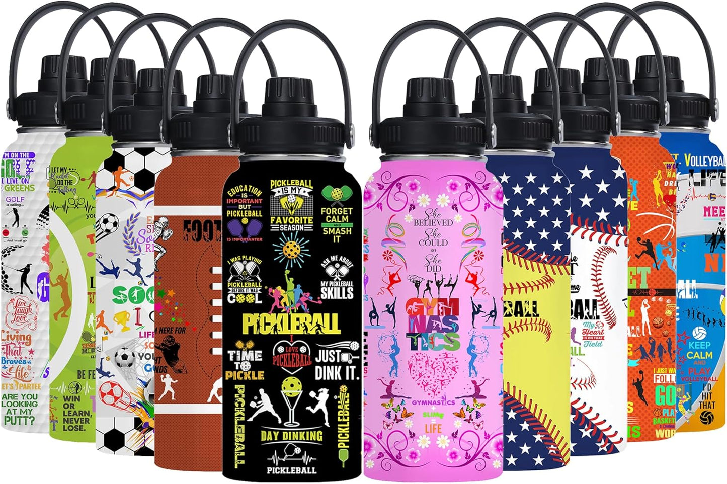 Pickleball Water Bottle 32oz Stainless Steel Insulated Vaccum with Lid, Pickleball Gifts for Pickleball Players, Pickleball Lovers, Women Girls Ladies