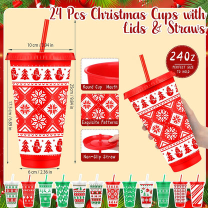 Feifeiya 72 Pcs/ 24 Set Bible Verse Gifts Bulk 24 oz Father's Day Christian Plastic Tumbler with Lids and Straws Inspirational Prayer Notepads Religious Pen Church Cups Gift for Christian Party Favors