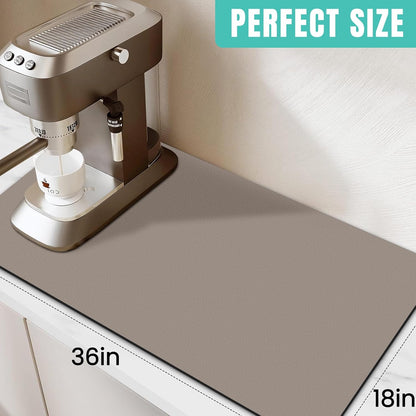 WISELIFE Coffee Mat Super Absorbent Dish Drying Mat Coffee Bar Accessories Match with Machine Large Drying Mats for Kitchen Counter 12" W x 19" L, Black