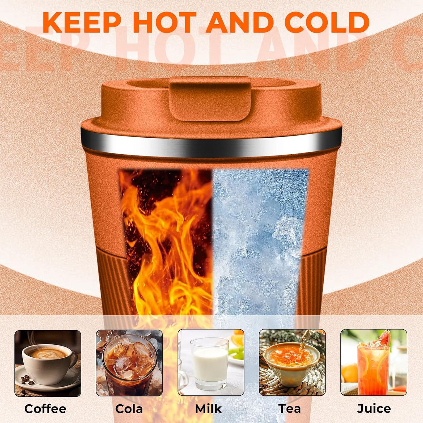 Insulated Coffee Tumbler 12 oz, Stainless Steel Coffee Mug with Lids, Travel Coffee Mug Leak Proof, Double Wall Vacuum Insulated Reusable Coffee Cup, Keep Drinks Hot and Cold (Sky Blue, 12 Ounces)