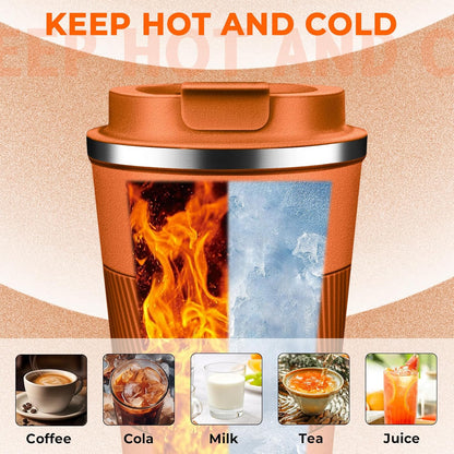 Insulated Coffee Tumbler 12 oz, Stainless Steel Coffee Mug with Lids, Travel Coffee Mug Leak Proof, Double Wall Vacuum Insulated Reusable Coffee Cup, Keep Drinks Hot and Cold (Sky Blue, 12 Ounces)