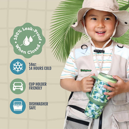 Ello Oasis 18oz Kids Tumbler with Handle & Retracting Straw, 100% Leakproof Reusable Insulated Stainless Steel Cup, Gifts for Teens Girls Boys, Keeps cold for 18 Hours, Cup Holder Friendly, Glacier