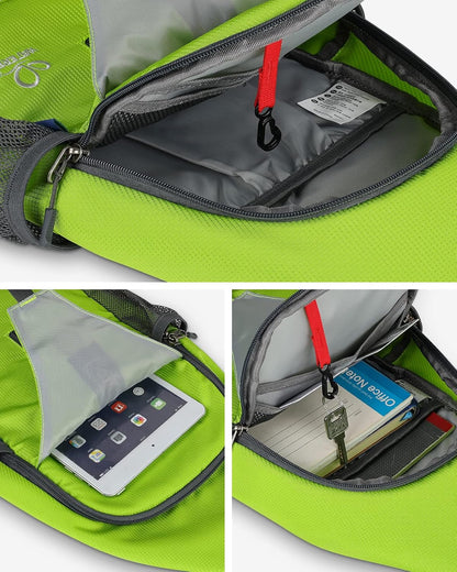 WATERFLY Crossbody Sling Backpack Sling Bag Travel Hiking Chest Bag Daypack (Black)