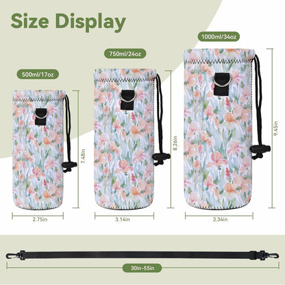 Neoprene 500ML/750ML/1000ML Water Bottle Bag Carrier, Portable Insulated Bottle Sling Holder Case Pouch with Adjustable Shoulder Strap for Men Women Walking Hiking Running