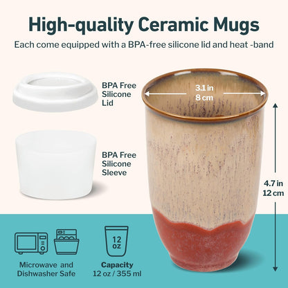 NOVA CERAMICS Coffee Tumbler – Travel Mug - On the Go Coffee Mug – Microwave & Dishwasher Safe Green Coffee Tumbler - Gifts For Women Men Him Her – 16oz – Monsoon