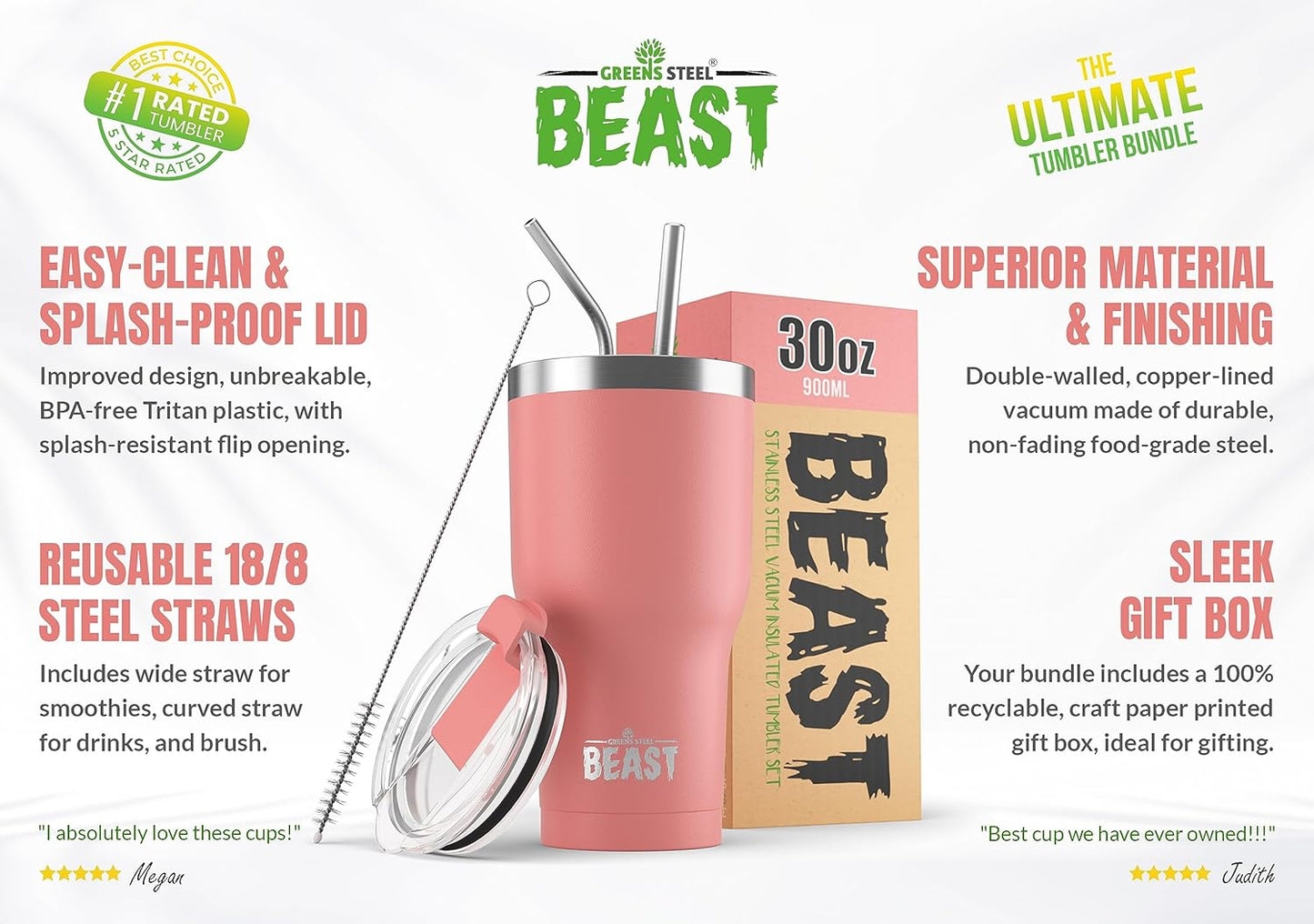 Beast 10 oz Tumbler Stainless Steel Vacuum Insulated Coffee Ice Cup Double Wall Travel Flask (Arctic White)