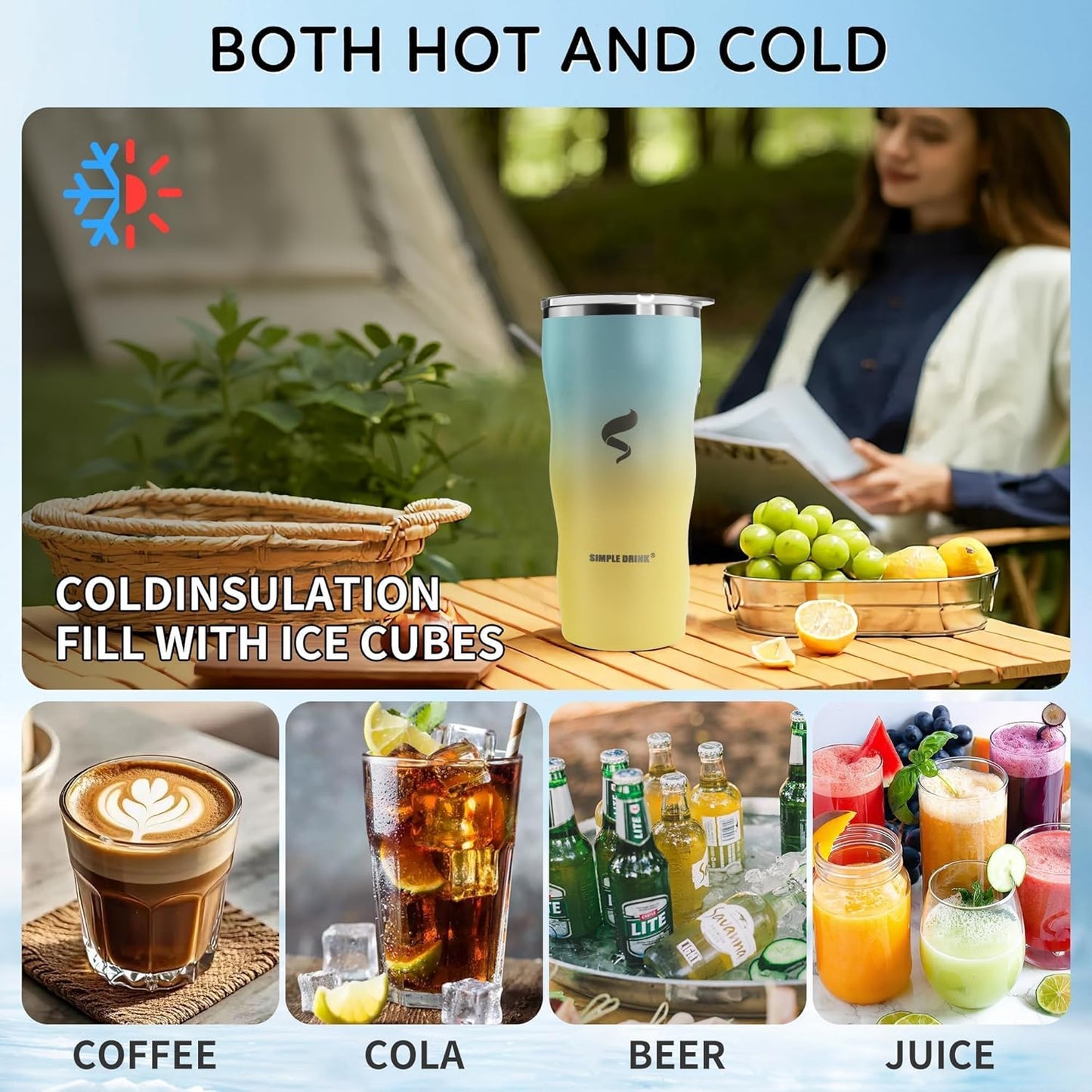 20Oz Insulated Tumbler With Straw And Lid, Stainless Steel Coffee Cup, Double Wall Vacuum Travel Mug,Spill proof Iced Coffee Tumbler, Beach tumbler, Green Red Tumbler