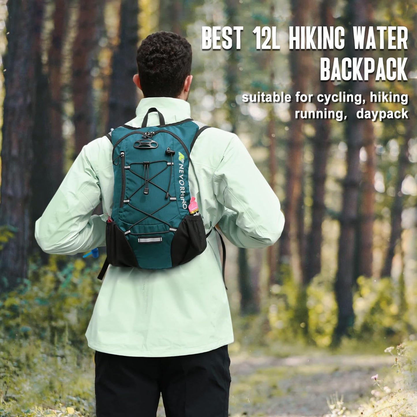 Lightweight Hydration Backpack, Running Backpack with 2L Water Bladder, Hydro Water Daypack for Cycling Hiking Rave for Men Women