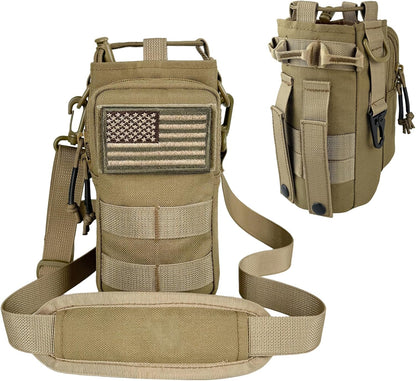 Water Bottle Holder with Strap - Tactical Insulated Water Bottle Sleeve with MOLLE System Water Bottle Cover Cross-Body Pouch for Walking Hiking Camping Gym 32oz&40oz