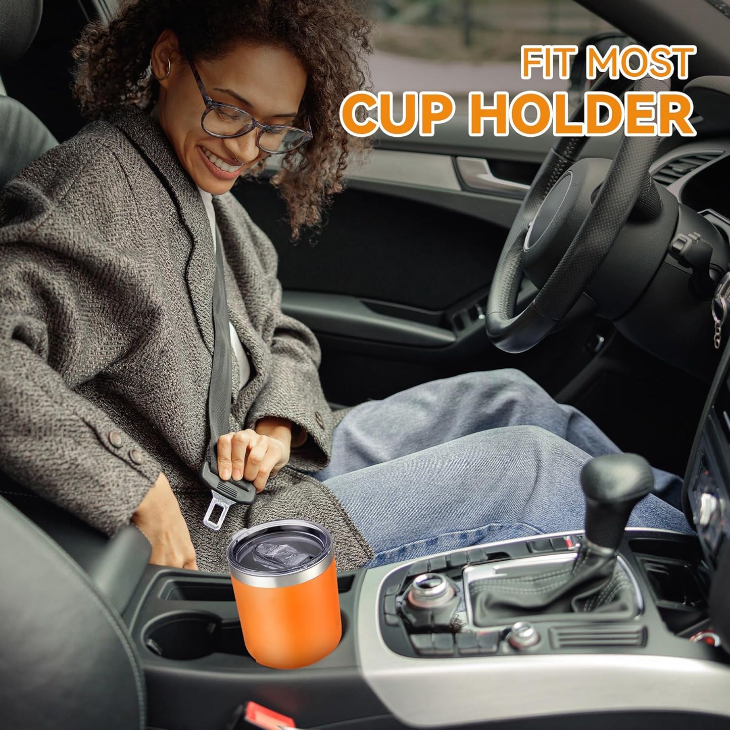 30 oz Tumbler with Lid Stainless Steel Tumblers Vacuum Insulated Cup Reusable Powder Coated Travel Mug Double Wall Leak Proof Portable Cups Keep Cold Drinks for 12 Hours, Stainless, 1 Pack