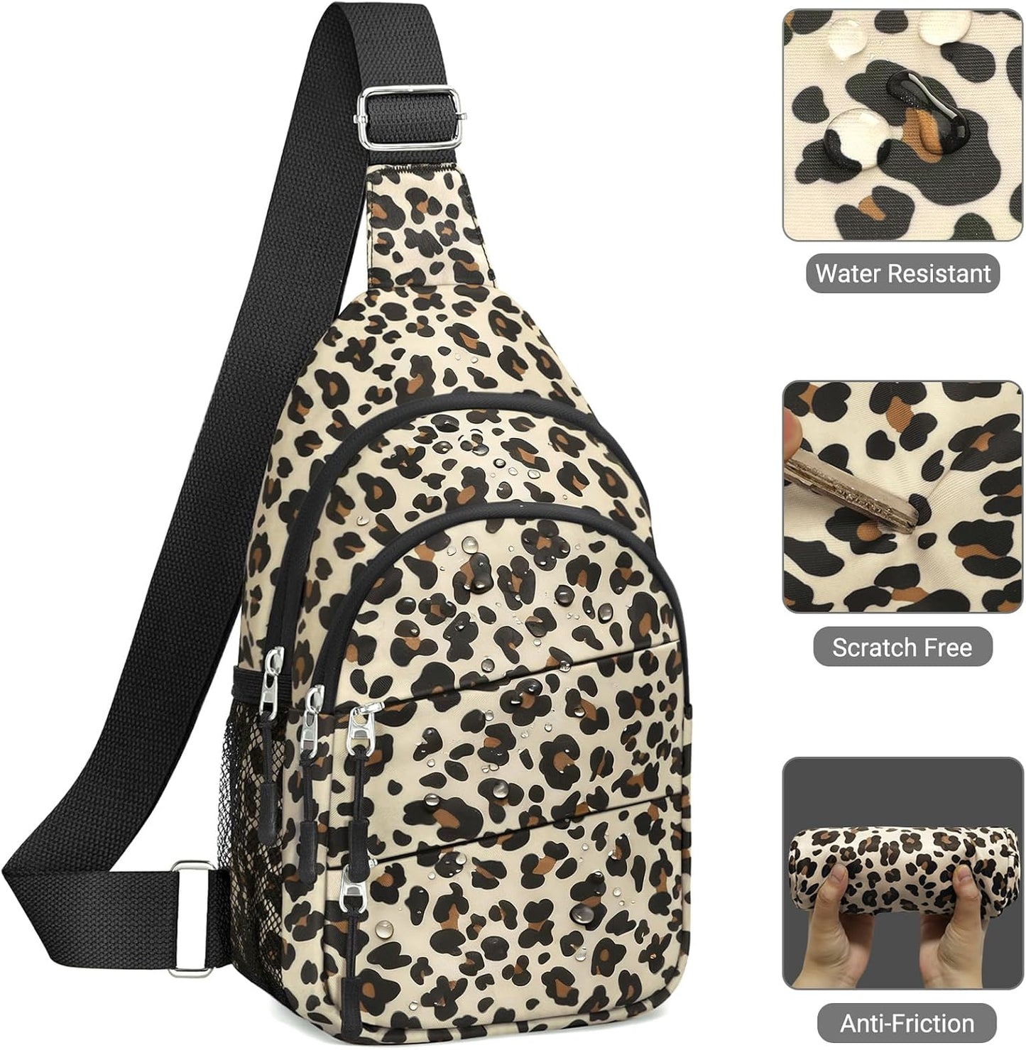 Tuwubi Crossbody Bags for Women, Sling Bag for Men, Small Hiking Backpack Anti Theft Lightweight for Outdoors Travel (M, Black)