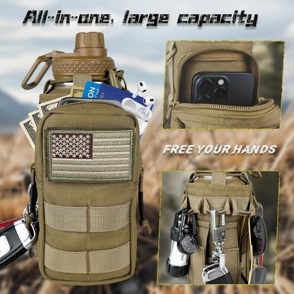 32 oz Insulated Water Bottle with Sleeve - Tactical Stainless Steel Gym Water Bottles for Men, Sports Water Bottle for Hiking Camping Outdoor with Camo Pouch