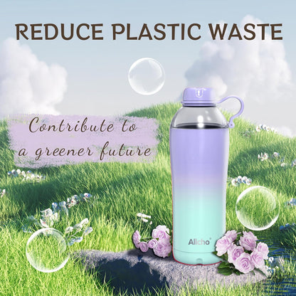 Allcho Insulated Water Bottle for Women, 18oz Stainless Steel Leak Proof Tumbler with 2 Lids, BPA-Free Tritan Chug & Straw Lid, Double Wall Vacuum Flask