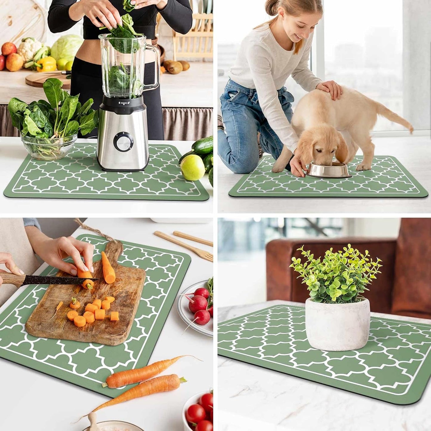 WISELIFE Dish Drying Mat Super Absorbent Drying Mat Large Dish Drying Mats for Kitchen Counter Easy Clean Dish Mat Kitchen Drying Mat15"x 18" Stylish Grey