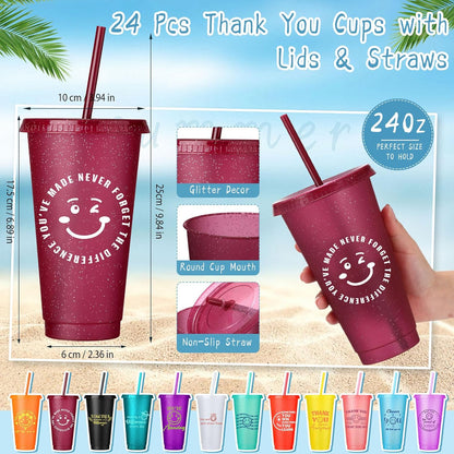 Feifeiya 72 Pcs/ 24 Set Bible Verse Gifts Bulk 24 oz Father's Day Christian Plastic Tumbler with Lids and Straws Inspirational Prayer Notepads Religious Pen Church Cups Gift for Christian Party Favors