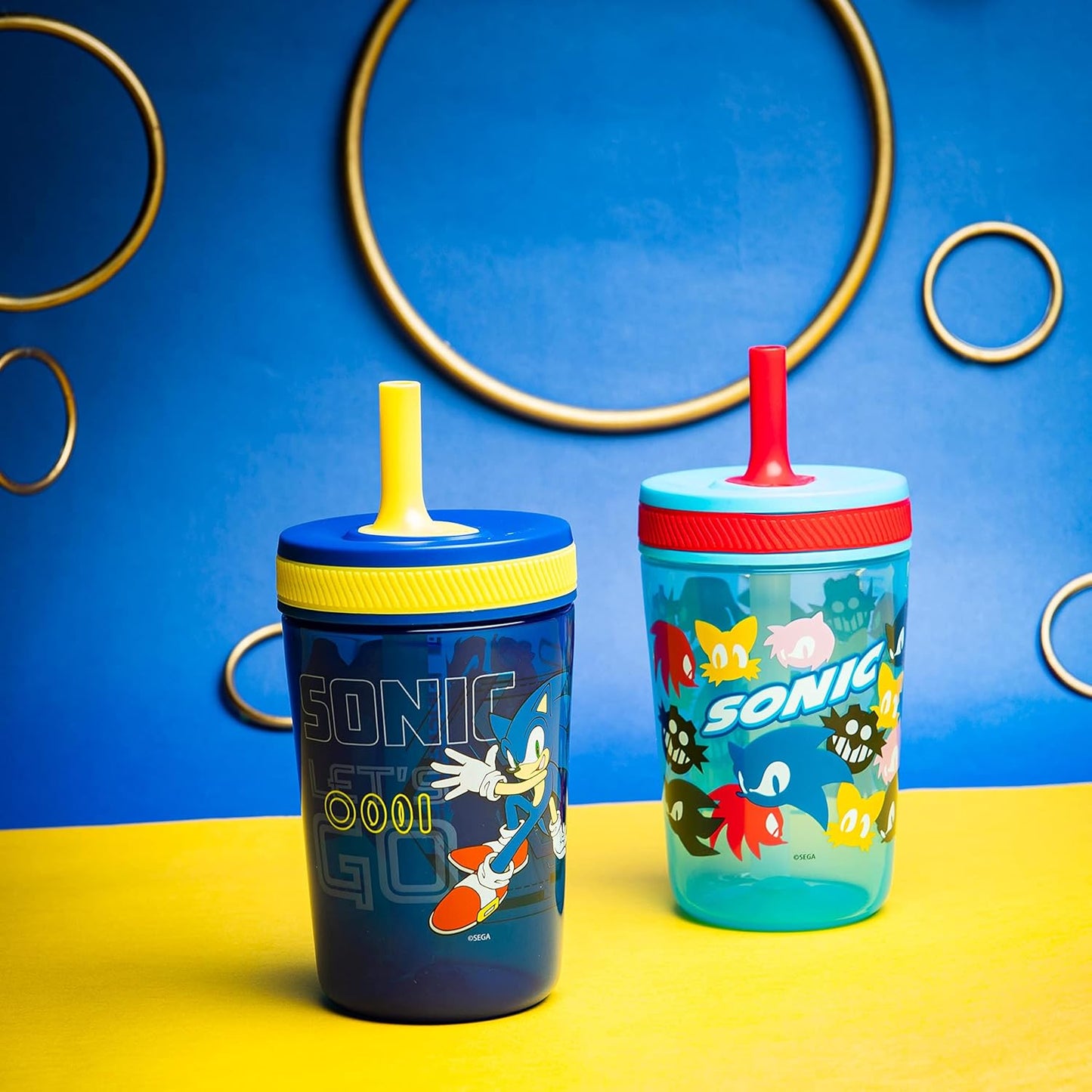 Zak Designs 15oz Bluey Kelso Tumbler Set, Leak-Proof Screw-On Lid with Straw Made of Durable Plastic and Silicone, Perfect Bundle for Kids, 2 Count (Pack of 1) - Colors B