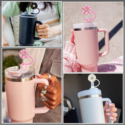 Cute Straw Cover Cap for Stanley Cup Accessories,Bling Straw Toppers for Stanley Tumbler 40&30 oz,Reusable Straws Tips Protectors Compatible with 10mm Straws