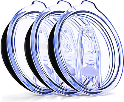 20 & 10 oz Pack of 4 Replacement Lids for Yti Tumblers - 3.3 Inch Diameter - Spill Proof Lids Silicon Sliding Covers, Fits Yti Tumblers, Hydro Flsk, Reusable No Leak Design, Splash Resistant Mug