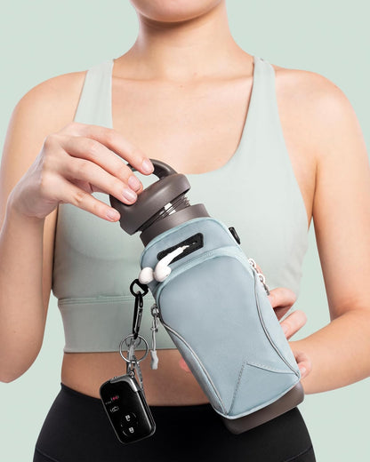 Gym Water with Phone Holder & Wallet, Water Bottle Caddy Versatile Sleeve Bag for Running Sports & Daily Use