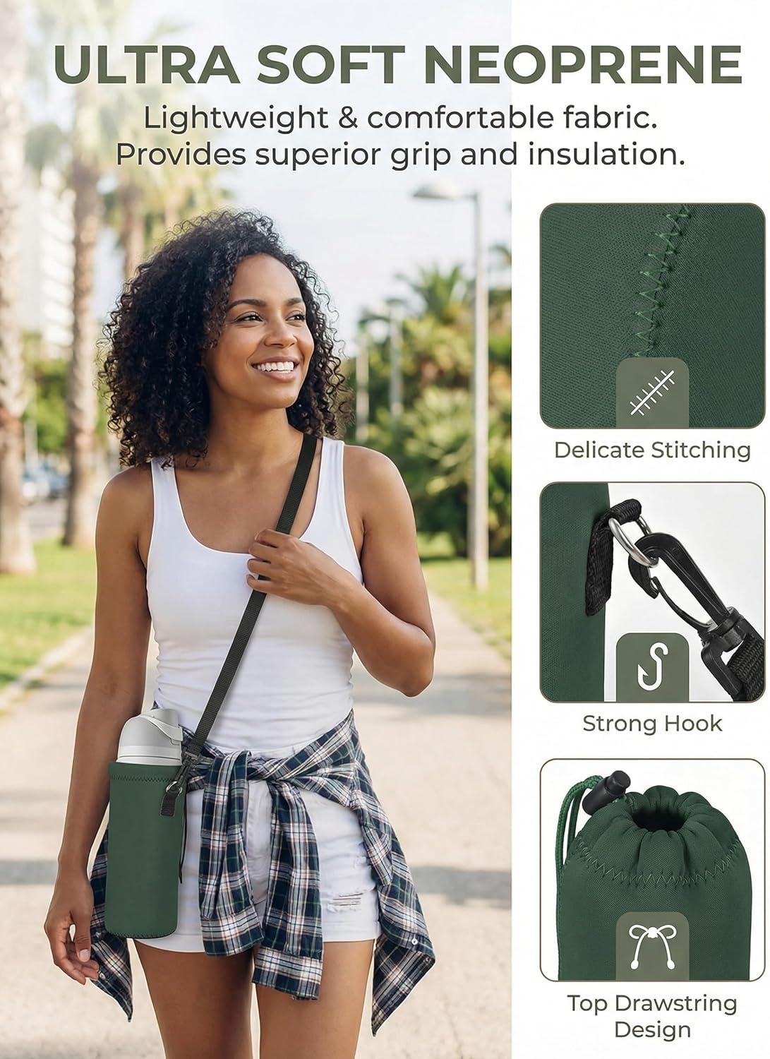 AUPET Water Bottle Bag Carrier,24oz/32oz Insulated Neoprene bottle Sling Holder Case Pouch Cover for 1000ML/750ML Bottles with Shoulder Strap for walking