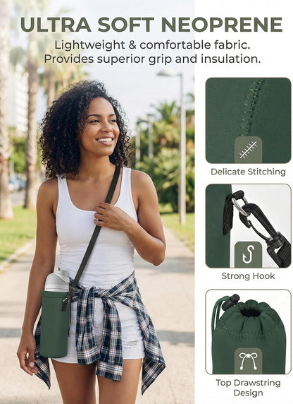 AUPET Water Bottle Bag Carrier,24oz/32oz Insulated Neoprene bottle Sling Holder Case Pouch Cover for 1000ML/750ML Bottles with Shoulder Strap for walking