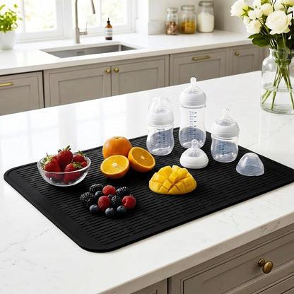 MicoYang Silicone Dish Drying Mat for Multiple Usage,Easy clean,Eco-friendly,Heat-resistant Silicone Mat for Kitchen Counter,Sink,Bar,Bottle,or Cup Green M 17 inches x 6 inches