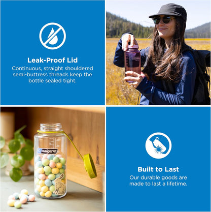 Nalgene 32 oz Wide Mouth Water Bottle | BPA-Free, Durable & Leak Proof, Lightweight Bottle for Hiking & Gym, Work & Travel