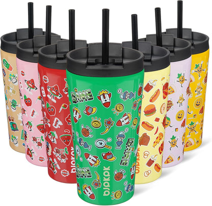 BJPKPK 22oz Insulated Tumbler With lid And Straw Stainless Steel Tumblers Travel Coffee Mug Reusable Thermal Cup,Sky