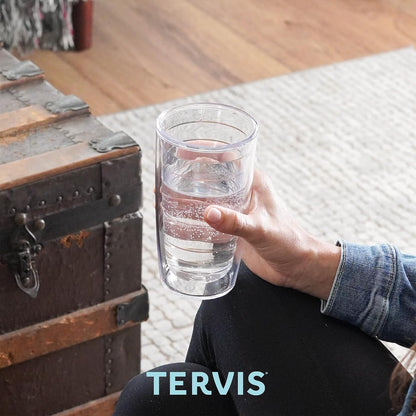 Tervis Clear & Colorful Lidded Made in USA Double Walled Insulated Tumbler Travel Cup Keeps Drinks Cold & Hot, 24oz, Black Lid, 1 Count (Pack of 1)