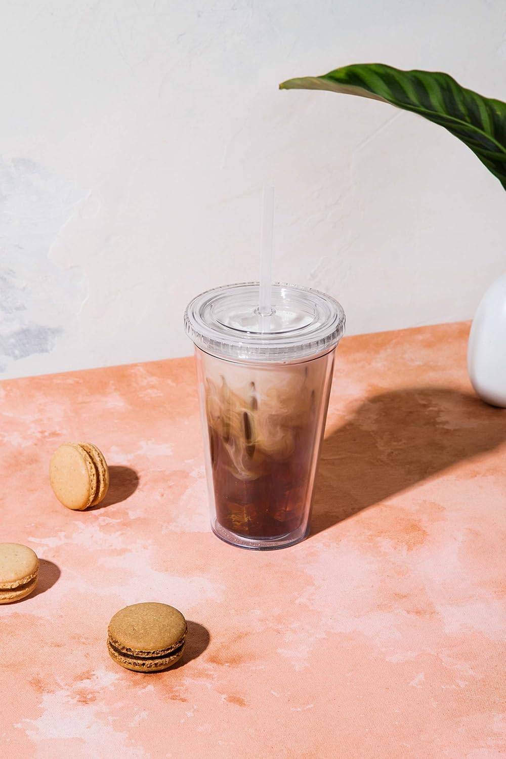 Maars Classic Clear Tumbler with Lid and Straw | 16oz Premium Acrylic, Insulated Double Wall Plastic Reusable Cups, BPA-Free To Go Cups for Ice Coffee, Fruit Teas & Water