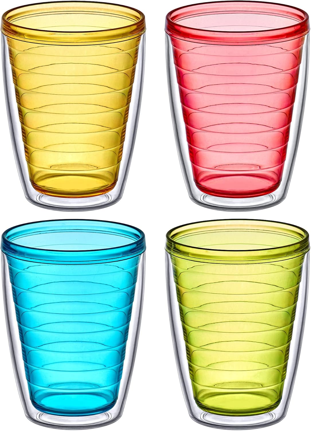 Amazing Abby - Alaska - 16-Ounce Insulated Tumblers (Set of 4), Double-Wall Drinking Glasses, Mixed-Color Reusable Cups, BPA-Free, Shatter-Proof, Dishwasher-Safe