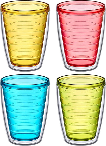 Amazing Abby - Alaska - 16-Ounce Insulated Tumblers (Set of 4), Double-Wall Drinking Glasses, Mixed-Color Reusable Cups, BPA-Free, Shatter-Proof, Dishwasher-Safe
