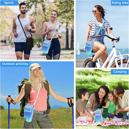 LEFOR·Z Water Bottle Carrier Bag with Phone Pocket Compatible with Stanley/Meoky 40 oz Tumbler with Handle,Water Bottle Holder Pouch with Adjustable Strap Compatible with Stanley Cup Accessories