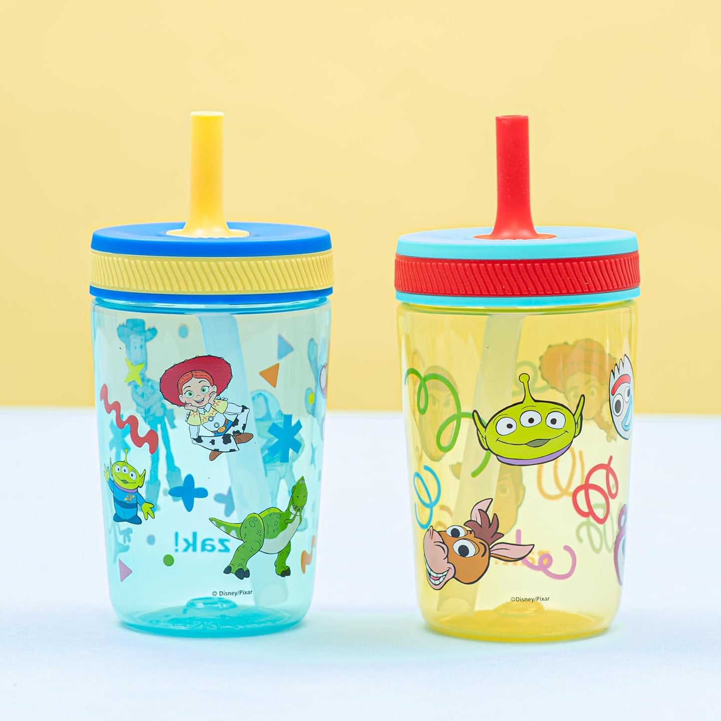 Zak Designs 15oz Bluey Kelso Tumbler Set, Leak-Proof Screw-On Lid with Straw Made of Durable Plastic and Silicone, Perfect Bundle for Kids, 2 Count (Pack of 1) - Colors A
