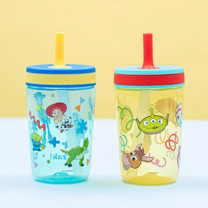 Zak Designs 15oz Bluey Kelso Tumbler Set, Leak-Proof Screw-On Lid with Straw Made of Durable Plastic and Silicone, Perfect Bundle for Kids, 2 Count (Pack of 1) - Colors A