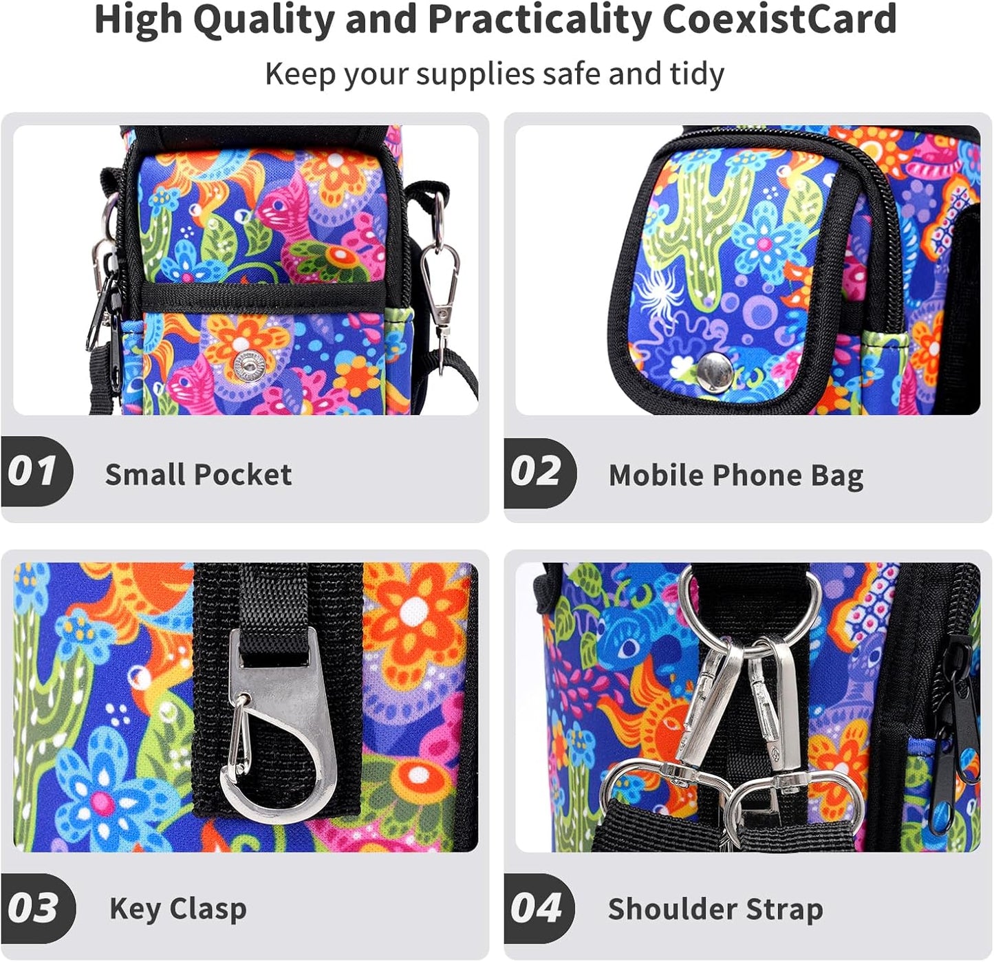Water Bottle Holder with Strap for Stanley Cup 40/30oz, Insulated Neoprene Stanley Cup Holder with Strap for Tumbler with Handle Stanley Carrier Bag Cross-body Bag for Walking
