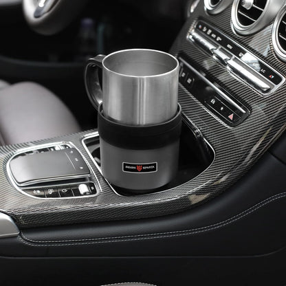 Seven Sparta Car Cup Holder Expander with Offset Adjustable Base, Compatible with Hydro Flasks 32/40 Ounce, Compatible with Yeti Ramblers 20/26/30 Ounce, Other Bottles in 3.4"-3.8" (Black)