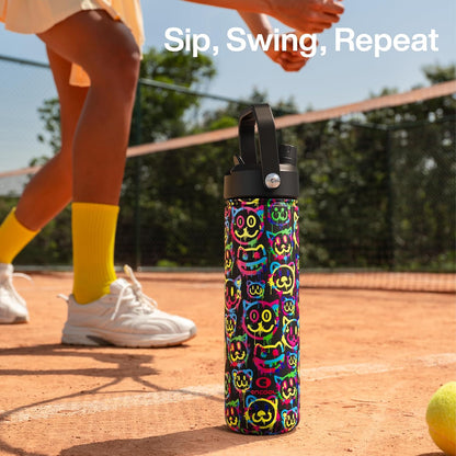ENCOOL Insulated Water Bottle with Straw Stainless Steel Water Bottle, Leak-Proof, BPA-Free, Double Wall Vacuum Keeps Cold for 24 Hours for Sports, Travel, School (26 oz, Cotton Candy) - Colors C